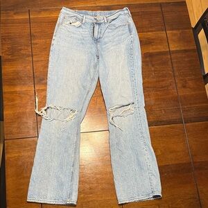 American Eagle Outfitters Distressed Light Blue Boot Cut Jeans